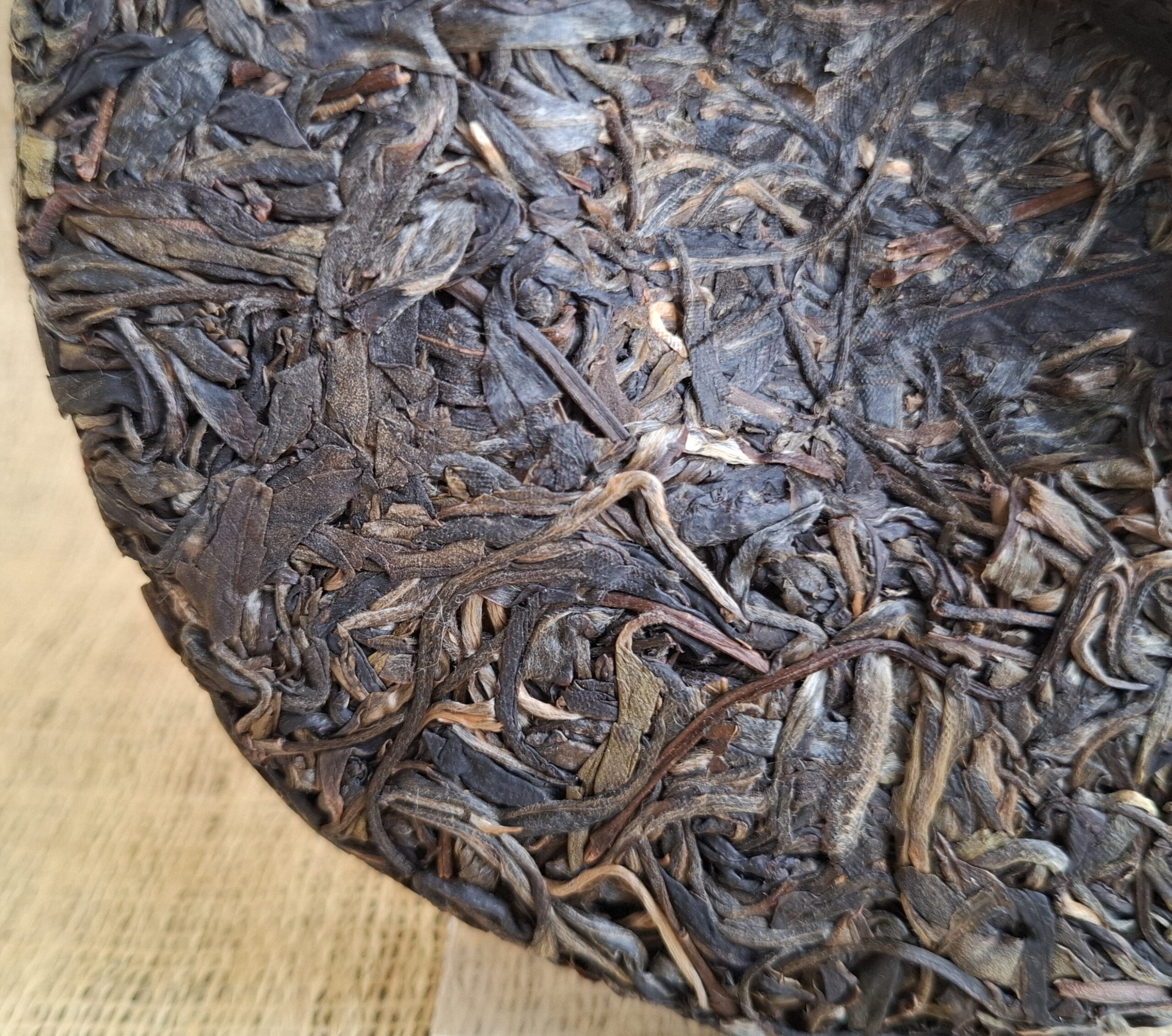image of you le guo you lin 2022 puer tea cake back detail